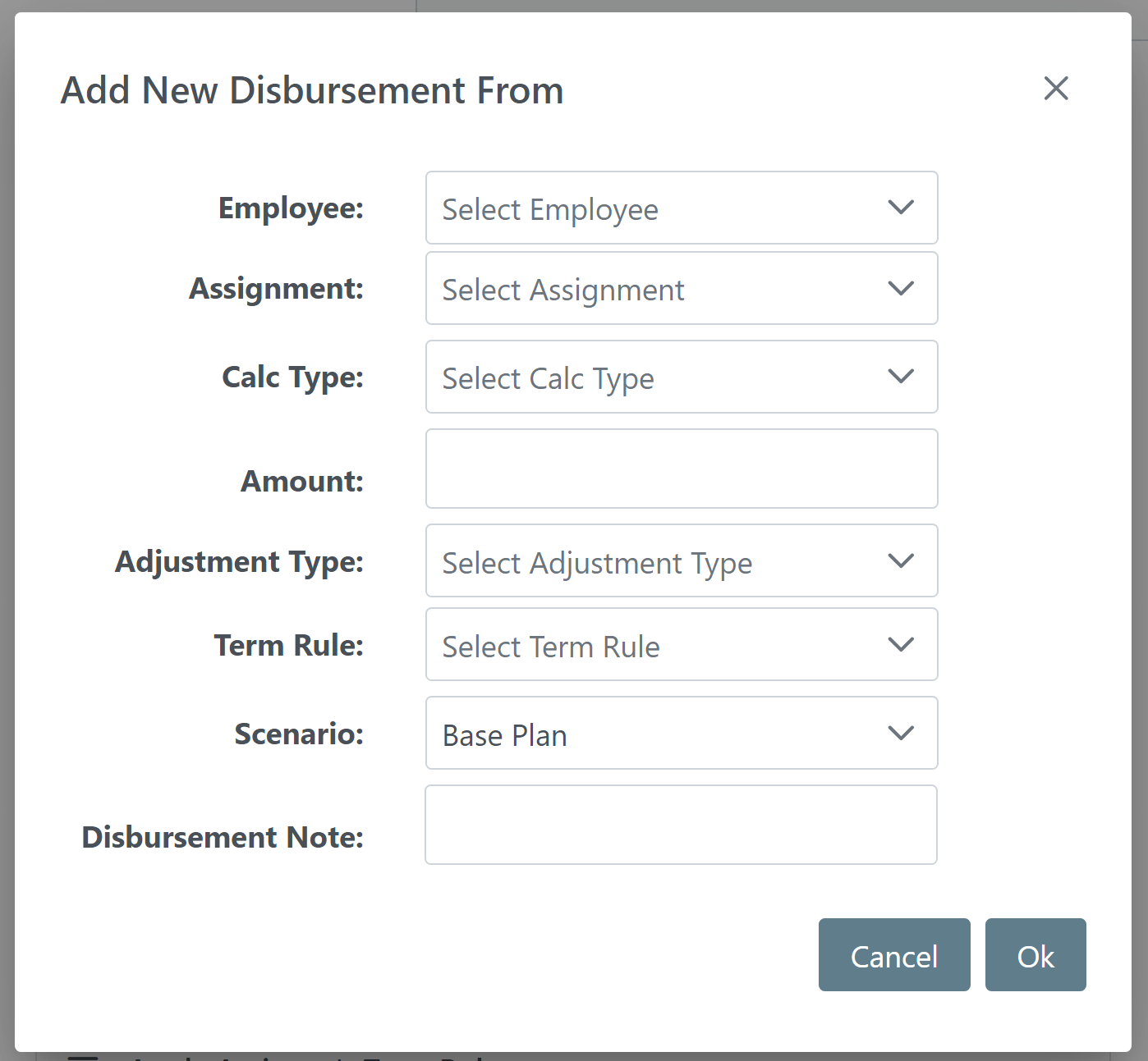 Add New Disbursement From tool.