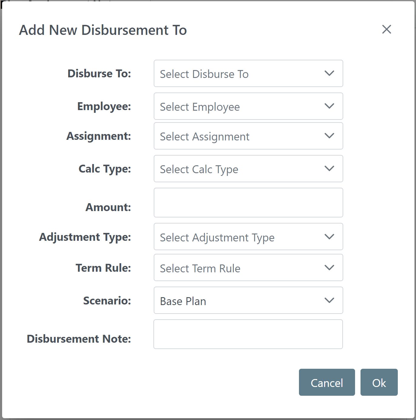 Add New Disbursement To tool.