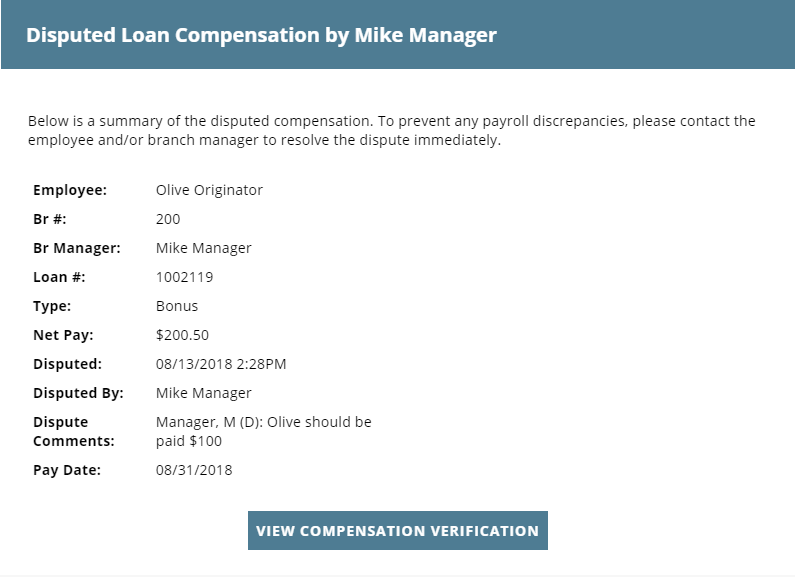 Dispute Loan Compensation